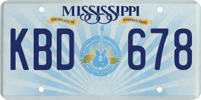 MS license plate KBD678