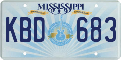 MS license plate KBD683