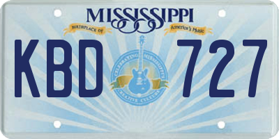 MS license plate KBD727