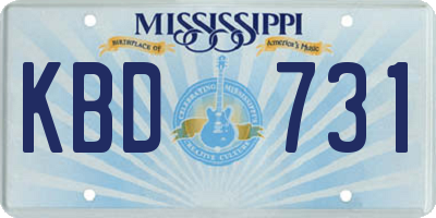 MS license plate KBD731