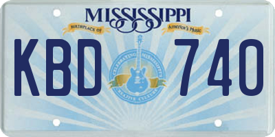 MS license plate KBD740