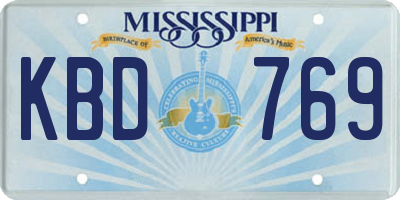 MS license plate KBD769