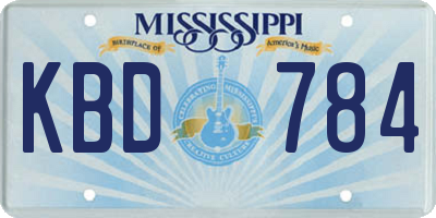 MS license plate KBD784
