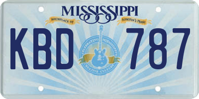 MS license plate KBD787