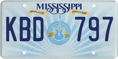 MS license plate KBD797