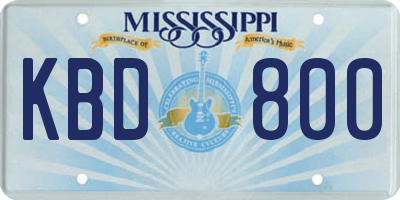 MS license plate KBD800
