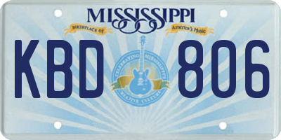 MS license plate KBD806