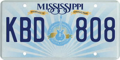 MS license plate KBD808