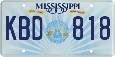 MS license plate KBD818