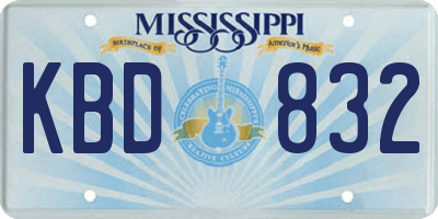 MS license plate KBD832