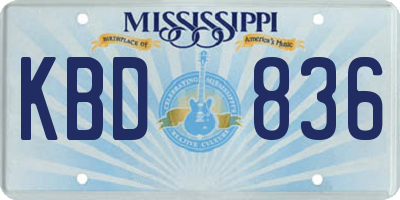 MS license plate KBD836