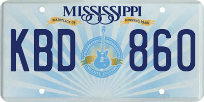 MS license plate KBD860
