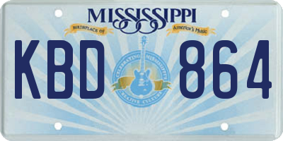 MS license plate KBD864