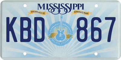 MS license plate KBD867