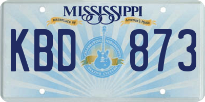 MS license plate KBD873
