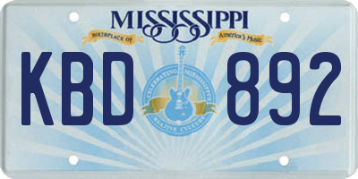MS license plate KBD892