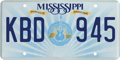 MS license plate KBD945