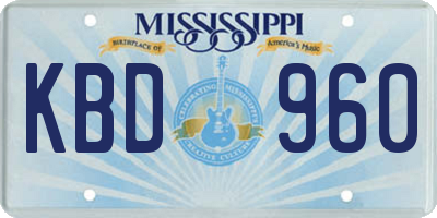 MS license plate KBD960