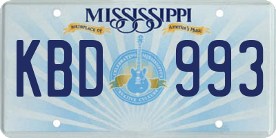 MS license plate KBD993