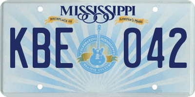 MS license plate KBE042