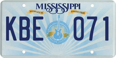 MS license plate KBE071