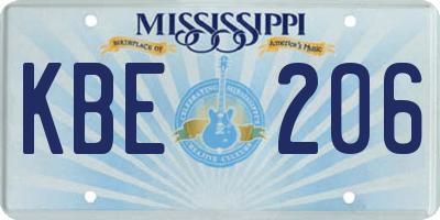 MS license plate KBE206