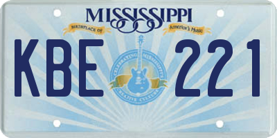 MS license plate KBE221