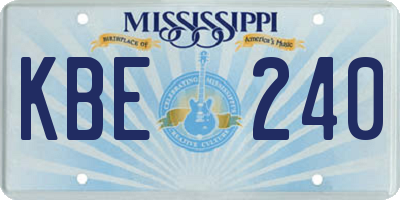 MS license plate KBE240