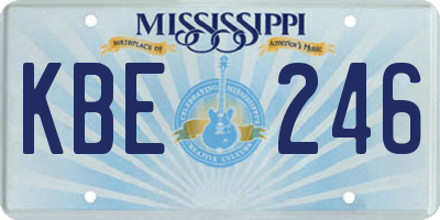 MS license plate KBE246