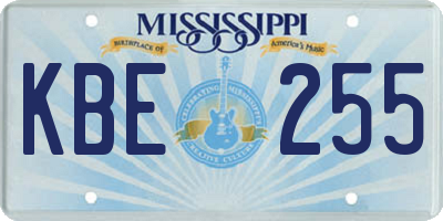MS license plate KBE255