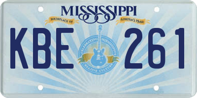 MS license plate KBE261