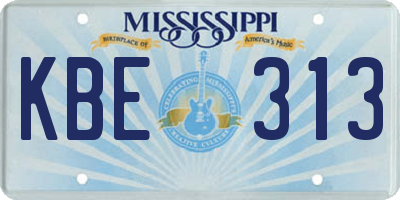 MS license plate KBE313