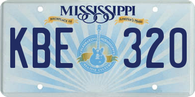 MS license plate KBE320