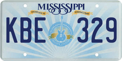 MS license plate KBE329