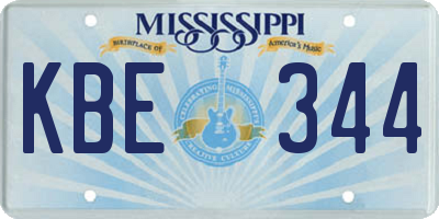 MS license plate KBE344