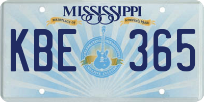 MS license plate KBE365
