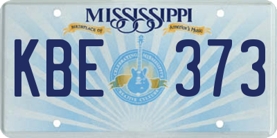 MS license plate KBE373