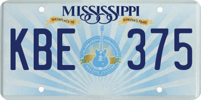 MS license plate KBE375