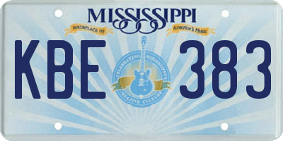 MS license plate KBE383