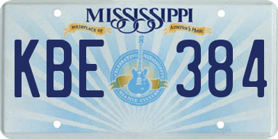 MS license plate KBE384