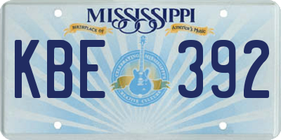 MS license plate KBE392
