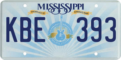 MS license plate KBE393