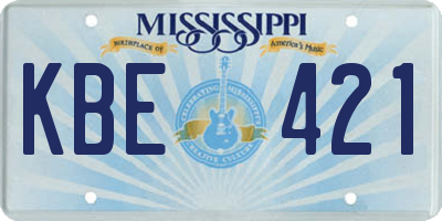 MS license plate KBE421
