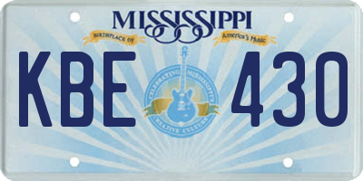 MS license plate KBE430