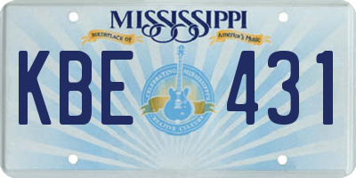 MS license plate KBE431