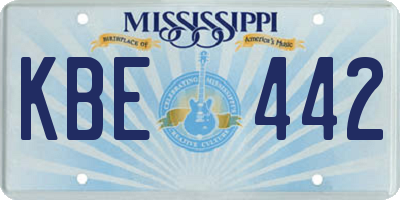 MS license plate KBE442