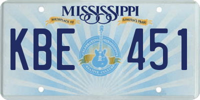 MS license plate KBE451