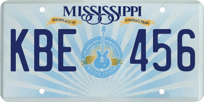 MS license plate KBE456