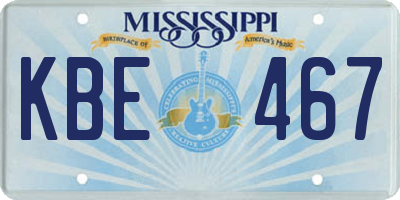 MS license plate KBE467