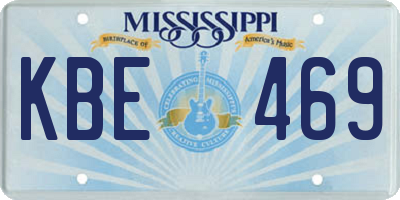 MS license plate KBE469